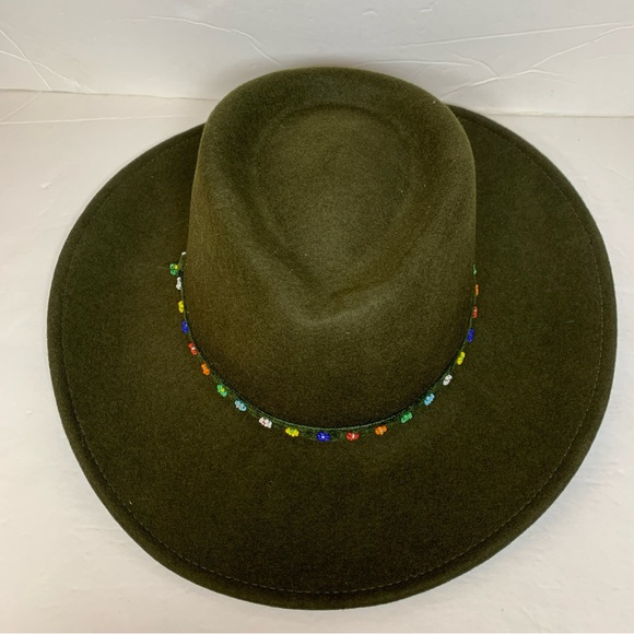 Liz Claiborne Chocolate Brown Wide Brim Hat With Beaded Strap - Picture 7 of 11